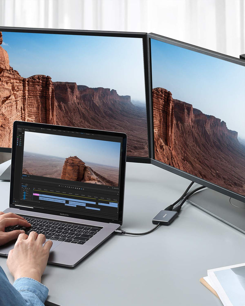 [AUSTRALIA] - Anker USB C to Dual HDMI Adapter, Compact and Portable USB C Adapter, Supports 4K@60Hz and Dual 4K@30Hz, for MacBook Pro, MacBook Air, iPad Pro, XPS, and More [Compatible with Thunderbolt 3 Ports]