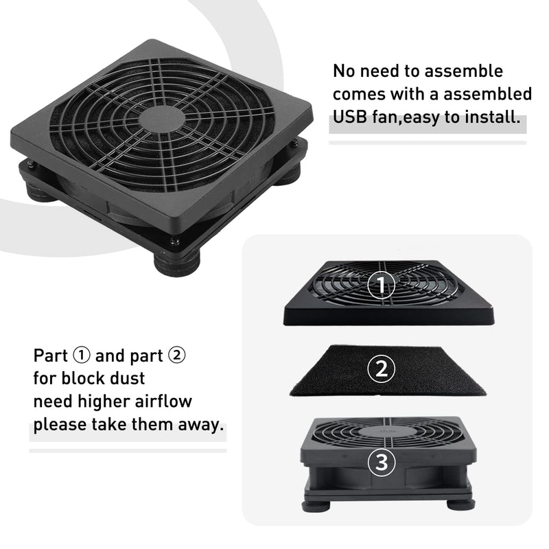  [AUSTRALIA] - Upgraded 120mm 5V USB Powered PC Router Fan with Speed Controller High Airflow Cooling Fan for Router Modem Receiver DVR Playstation TV Box and Other Electronics 1PACK