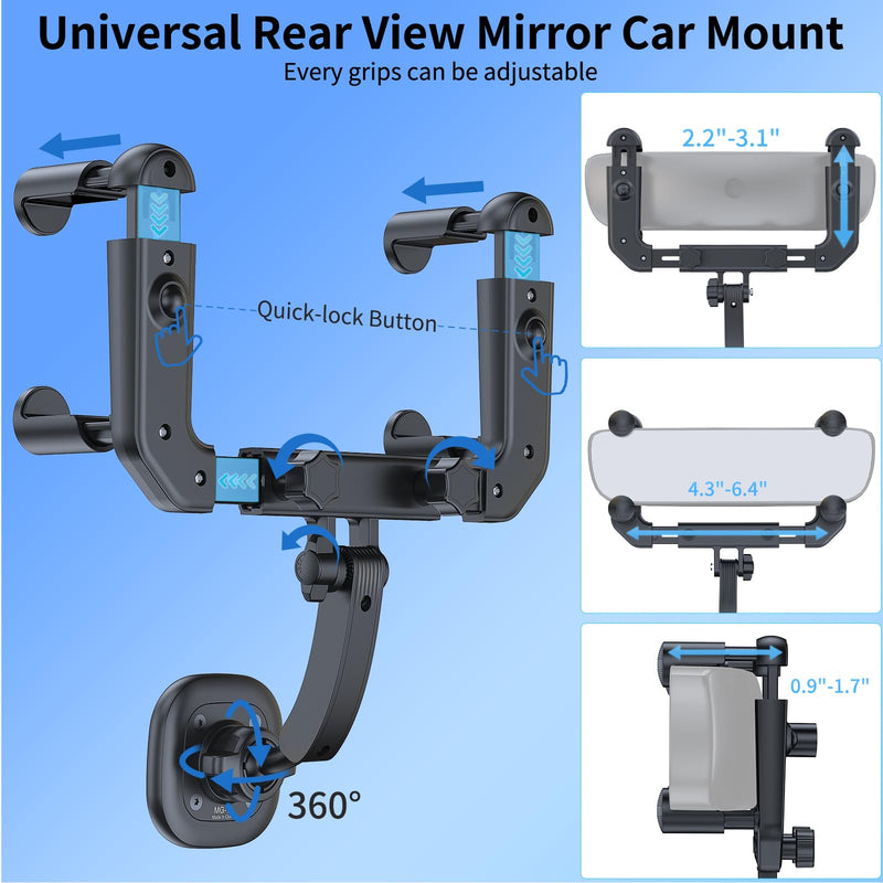  [AUSTRALIA] - VRIG MG-15 Magnetic Rear View Mirror Phone Holder for car [Big Rear Mirrors Friendly],MagSafe Hands Free 360 Rotating Strong Magnet Cell Phone Mount Fit for iPhone 14/13/12 Series or MagSafe Case