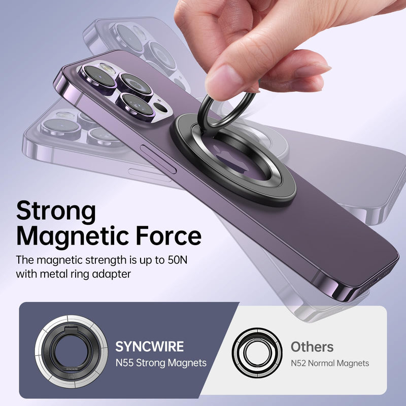  [AUSTRALIA] - Syncwire Magnetic Phone Ring Holder for MagSafe, Magnetic Phone Ring Stand Finger Grip Kickstand with Two-Sided Magnet for MagSafe Car Mount Compatible iPhone,Android, MagSafe Accessories - Black