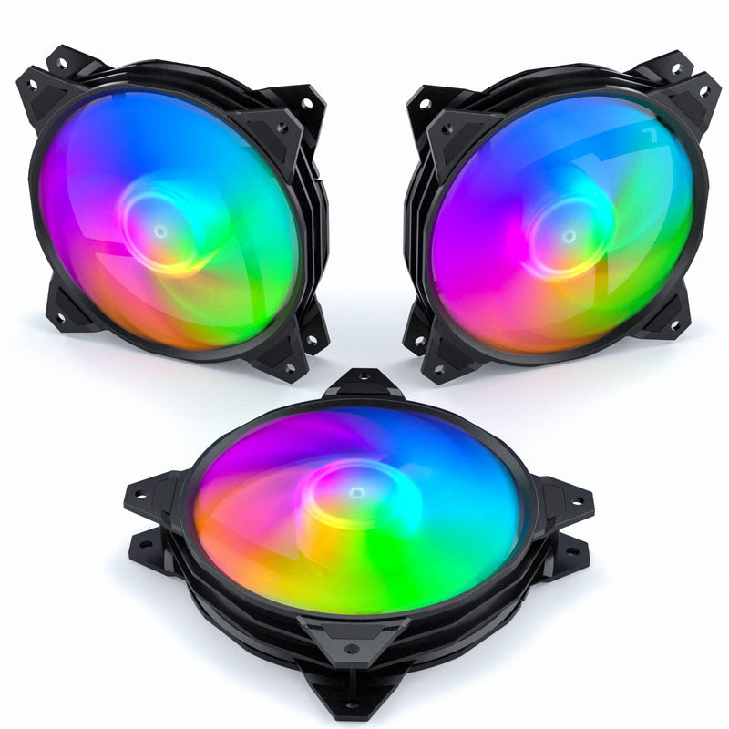  [AUSTRALIA] - upHere 120mm Case Fan,3 Pack LED Cooling PC Fans,5V ARGB Addressable Motherboard SYNC/RC Controller, Colorful Cooler Speed Adjustable with Fan Control Hub