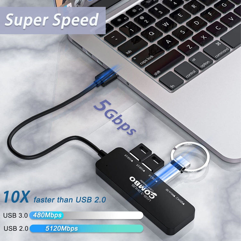  [AUSTRALIA] - USB 3.0 Hub with SD/TF Card Reader, VIENON 5 in 1 Docking Station USB Data Hub USB Splitter for MacBook, PC, Laptops, Printer,Surface Pro, USB Flash Drives and More