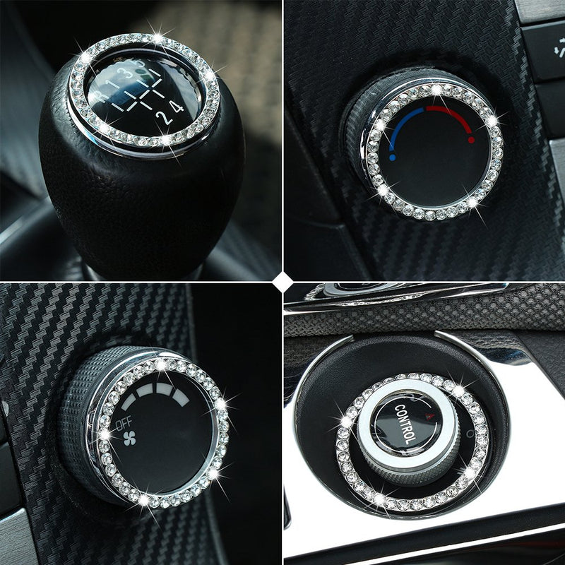  [AUSTRALIA] - 2Pcs Car Decor Crystal Rhinestone, Auto Engine Start Stop Decoration Crystal Interior Ring for Acura MDX ADV RDX RLX ILX TL TLX ZDX,etc All Models
