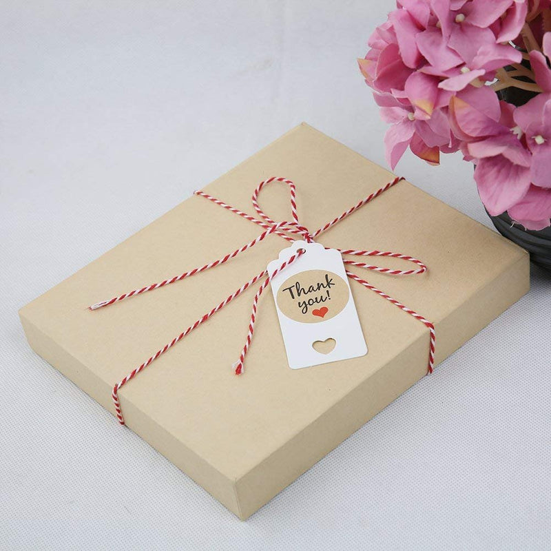  [AUSTRALIA] - Tenn Well Bakers Twine, 656 Feet 2mm Striped Cotton Twine Ribbon for Gift Wrapping, Baking, Crafting and Festival Decoration (328 Feet/Roll) Black + Red