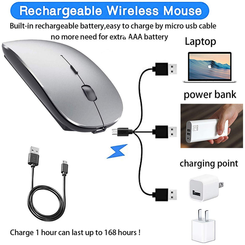 Rechargeable Bluetooth Mouse for Mac Laptop Bluetooth Mouse for MacBook Pro MacBook Air Chromebook MacBook iPad pro Air Mini Win8/10 HP DELL PC (Bluetooth Sliver Black) Bluetooth Sliver black - LeoForward Australia