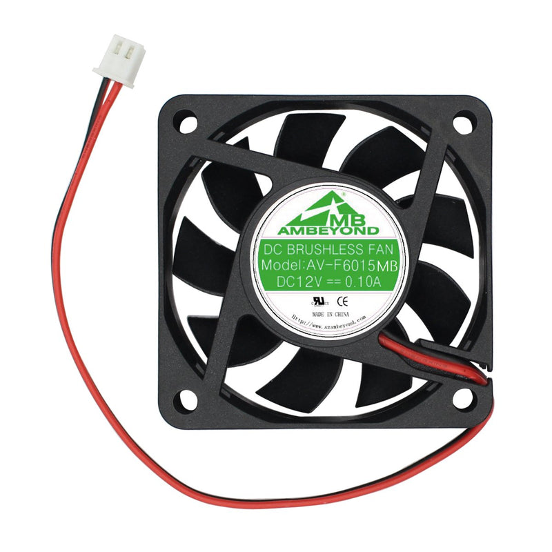  [AUSTRALIA] - Security-01 2-Pack 60mm by 60mm by 15mm 6015 12V DC 0.10A Ball Bearing Brushless Cooling Fan 2pin AV-F6015MB UL TUV