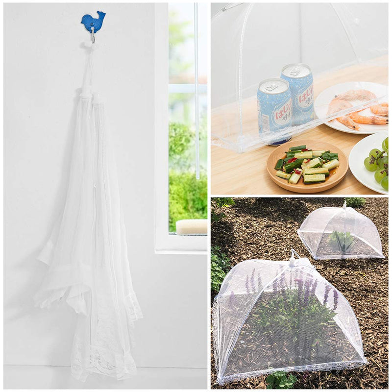  [AUSTRALIA] - Pop-Up Mesh Screen Food Cover Tent Umbrella, SPANLA 8 Pack Food Cover Net for Outdoors, Screen Tents, Parties Picnics, BBQs, Reusable and Collapsible Reusable and Collapsible,17 Inches White