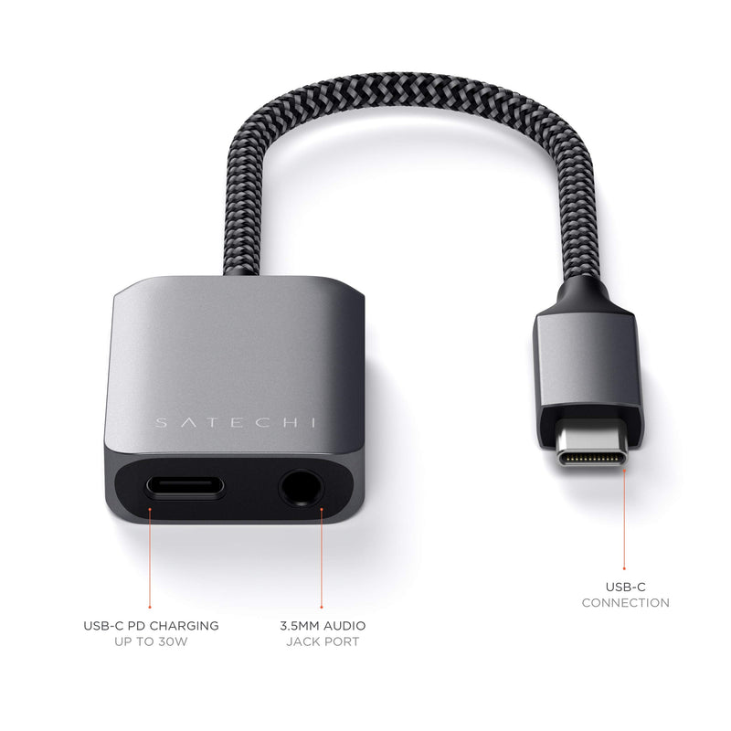 Satechi USB-C PD Audio Adapter - 3.5mm Headphone Jack Port & PD 3.0 Charging - Compatible with 2020/2018 iPad Pro, 2020 iPad Air, Google Pixel 3/XL/2, Microsoft Surface Go - LeoForward Australia
