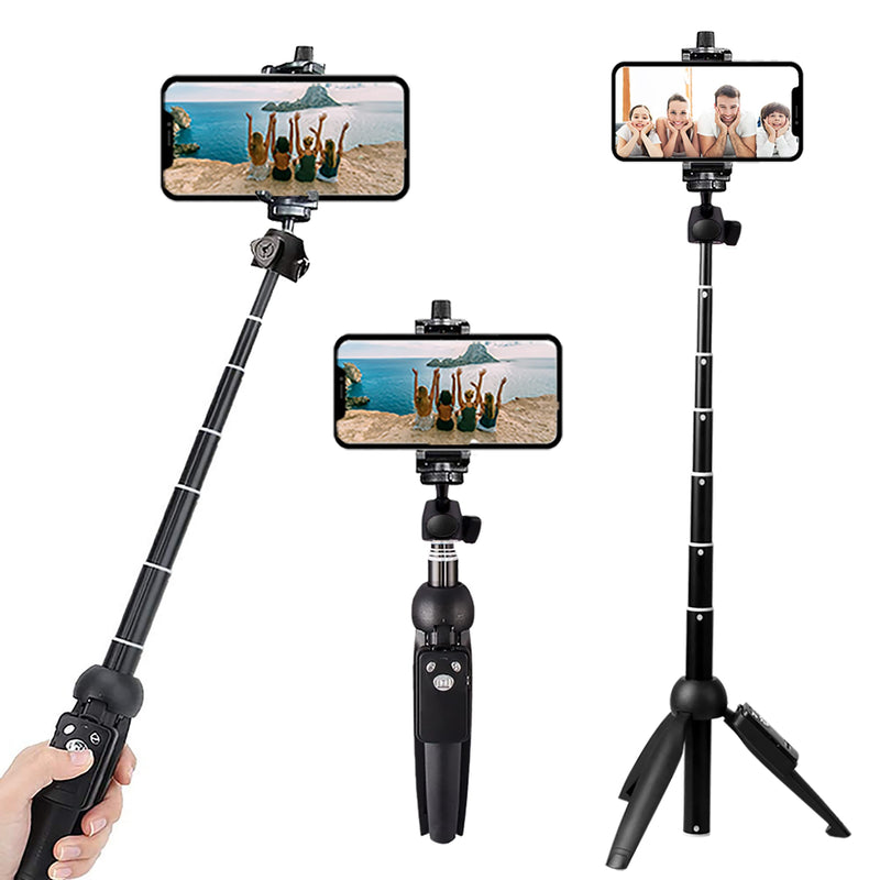  [AUSTRALIA] - Portable 40 Inch Aluminum Alloy Selfie Stick Phone Tripod with Wireless Remote Shutter Compatible with 14 13 12 11 pro Max Xr X 8 7 6 Plus, Android Smartphone black