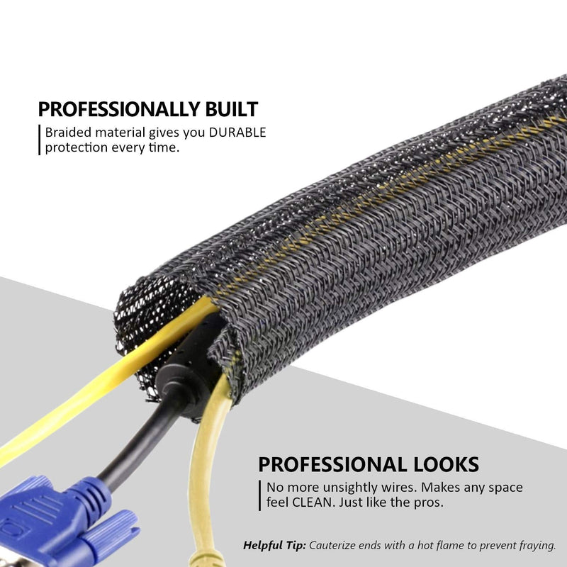  [AUSTRALIA] - MGI SpeedWare Braided Split-Sleeve Wire Loom for High-Temperature Automotive Harness and Home Cable Management 25 feet (1/4") 1/4" (25ft length)