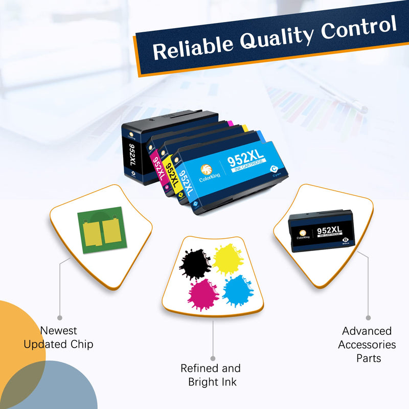  [AUSTRALIA] - ColorKing Remanufactured Ink Cartridges Replacement for HP 952 952XL to use with HP OfficeJet Pro 8710 8720 7740 7720 8210 8715 8725 8740 8702 Printer (1 Black,1 Cyan,1 Magenta,1 Yellow, 4 Pack)