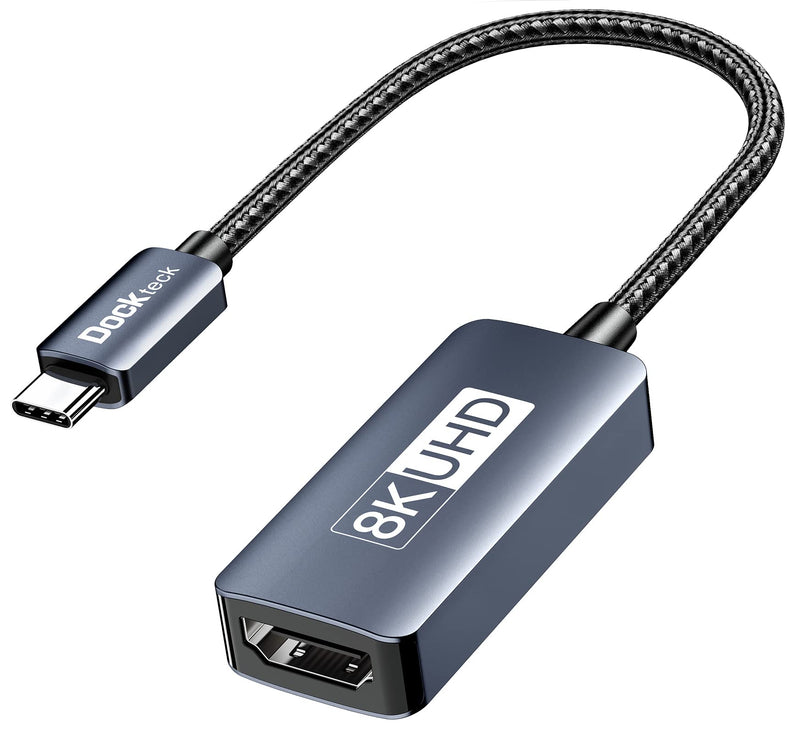  [AUSTRALIA] - dockteck USB C to HDMI Adapter 8K@60Hz, Type C (Thunderbolt 3/4) to HDMI Converter 4K@120Hz Compatible with MacBook Pro, MacBook Air, iPad Pro/Air, Pixelbook, XPS, Surface Pro and More 8K 60Hz