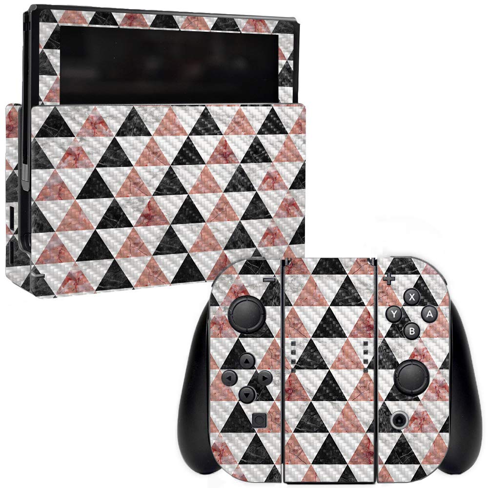  [AUSTRALIA] - MightySkins Carbon Fiber Skin for Nintendo Switch - Marble Pyramids | Protective, Durable Textured Carbon Fiber Finish | Easy to Apply, Remove, and Change Styles | Made in The USA