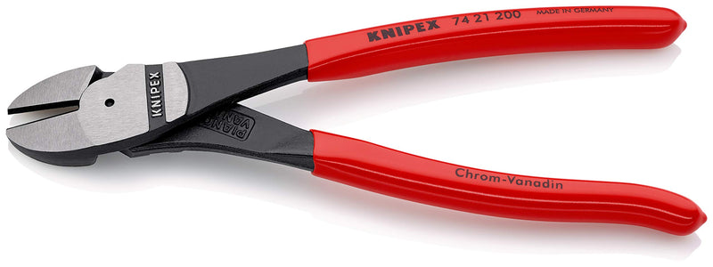  [AUSTRALIA] - KNIPEX Tools 74 21 200, 8-Inch High Leverage Angled Diagonal Cutters 8-Inch, Angled