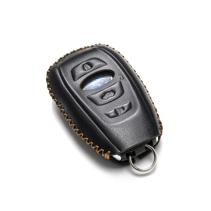  [AUSTRALIA] - Vitodeco Leather Keyless Remote Smart Key Fob Case Cover with a Key Chain Compatible for Subaru Forester, Impreza, Outback, WRX, BRZ, XV Crosstrek, Ascent 2014 - 2023 (4-Button, Black) 4-Button