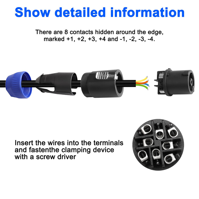  [AUSTRALIA] - MEIRIYFA 8 Pole Speakon Connector Plug,NL4 Speak-On 8 Pin Male Audio Speaker Twist Lock Plugs and Female Panel Mount Plug Adapter for NL8FC, NL8FX, NLT8X, NL8FC, NL8FX (2Pack)