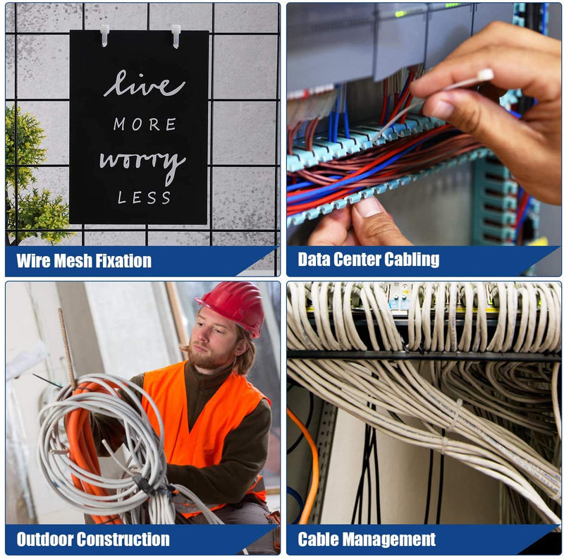  [AUSTRALIA] - Cable Zip Ties 4 Inch, 1000Pcs Industrial Nylon Zip Ties | Durable Self Locking Wire Tie Wraps with 20 lbs Tensile Strength, Heat Resistant for Home Office Garage Multiple Use - White 4" x 1000