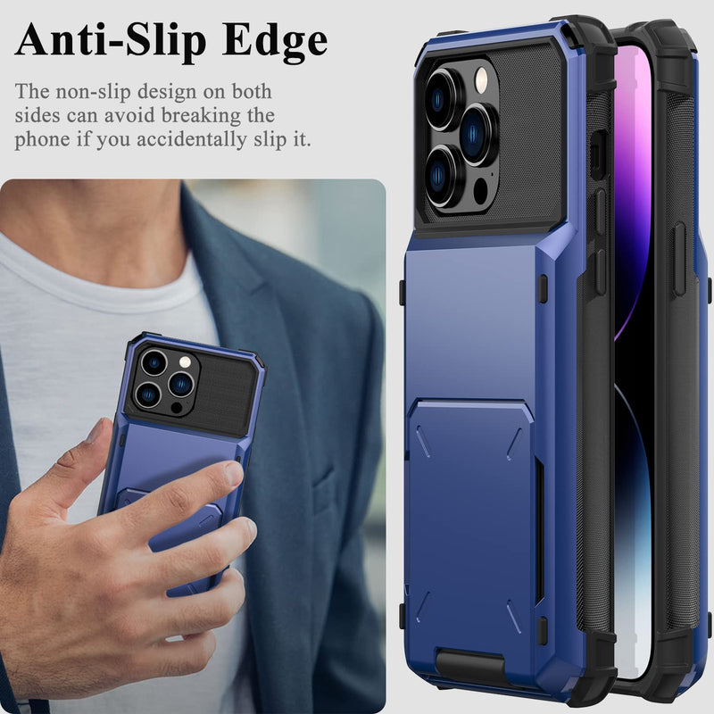  [AUSTRALIA] - LakiBeibi for iPhone 14 Pro Max Phone Case,Dual Layer Non-Slip iPhone 14 Pro Max Case Wallet with Hidden Card Slot Storage 5 Cards Hard Shell Shockproof Case Flip Case for iPhone 14 Pro Max,Royal Blue Royal Blue iPhone 14 Pro Max 6.7"-(L)