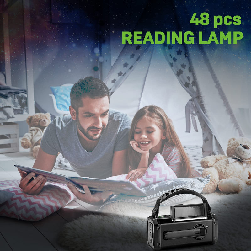  [AUSTRALIA] - 10000mAh Solar Radio, Crank Radio, Emergency Radio, NOAA/AM/FM Weather Radio, USB Type-C Charging,Dynamo Radio,Polymer Battery,Torch & LED Reading Light, SOS Alarm,Compass for Camping black