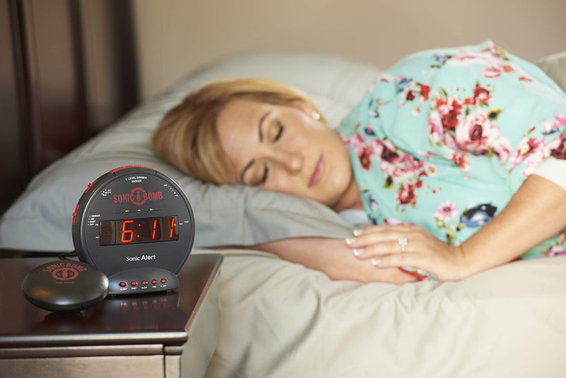 [AUSTRALIA] - Sonic Bomb Dual Extra Loud Alarm Clock with Bed Shaker, Black | Sonic Alert Vibrating Alarm Clock Heavy Sleepers, Battery Backup | Wake with a Shake Multicolor