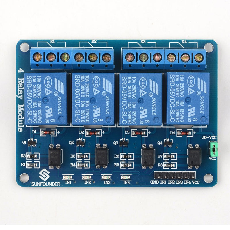  [AUSTRALIA] - SunFounder 4 Channel 5V Relay Shield Module Compatible with Arduino R3 MEGA 2560 1280 DSP ARM PIC AVR STM32 Raspberry Pi