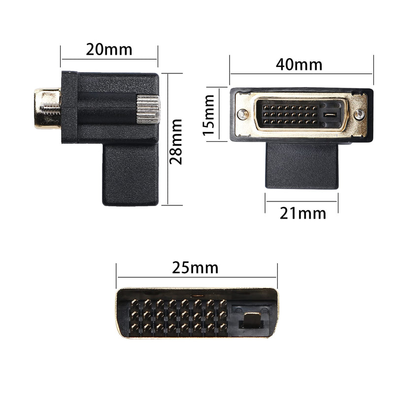  [AUSTRALIA] - PNGKNYOCN Right Angle DVI to HDMI Adapter 2-Pack 90 Degree DVI-D Male to HDMI Female Gold Plating Connector for PS4,HDTV,Projector ,Graphics Card(Black Down)