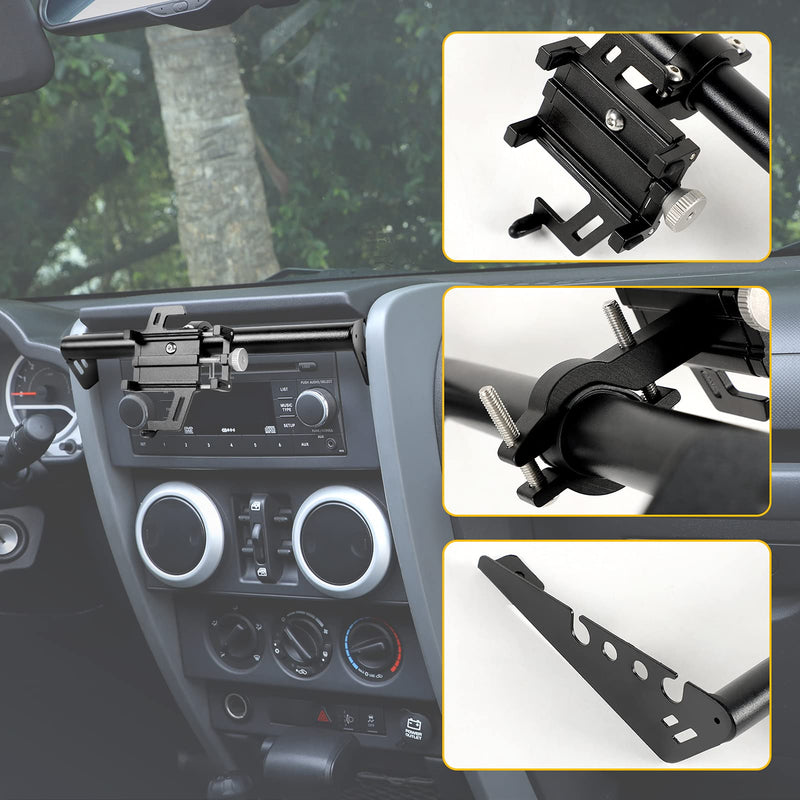  [AUSTRALIA] - JeCar Rugged Heavy Duty Dash Bar Phone Holder, Dashboard Cell Phone Mount for 2007-2010 Jeep Wrangler JK & Unlimited