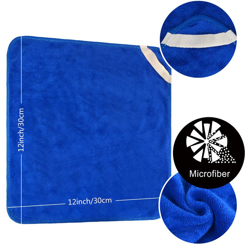  [AUSTRALIA] - Sinland Microfiber Facial Cloths Fast Drying Washcloth 12inch x 12inch (Pack of 2, Blue) Pack of 2