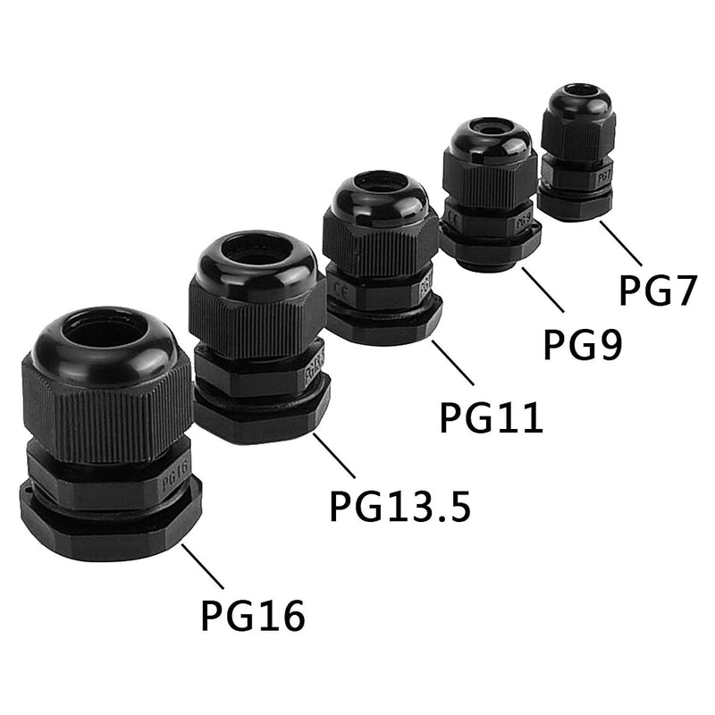  [AUSTRALIA] - eBoot Plastic Waterproof Adjustable 3.5-13mm Cable Glands Joints, PG7, PG9, PG11, PG13.5, PG16, Pack of 20