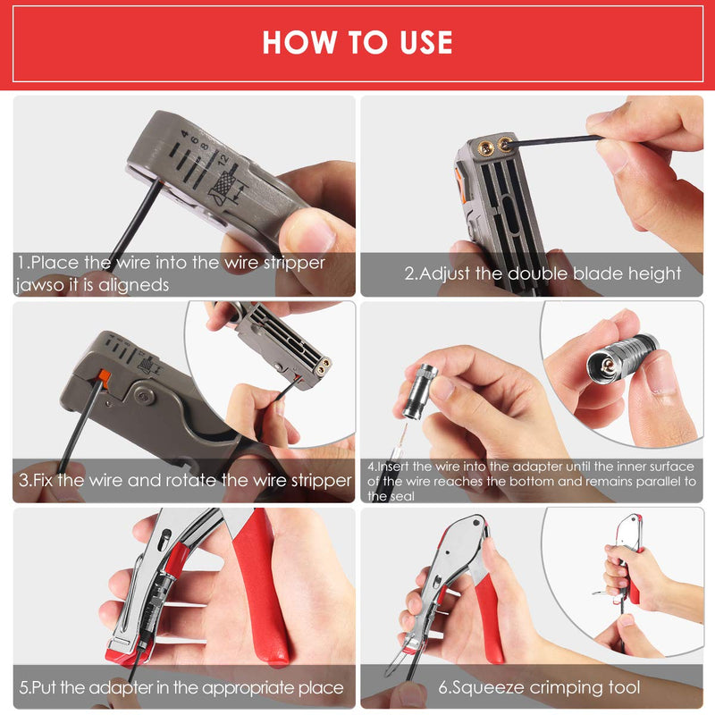 [AUSTRALIA] - Coax Cable Crimper, Coaxial Compression Tool Kit Wire Stripper with F RG6 RG59 Connectors (Updated Module) Updated Module