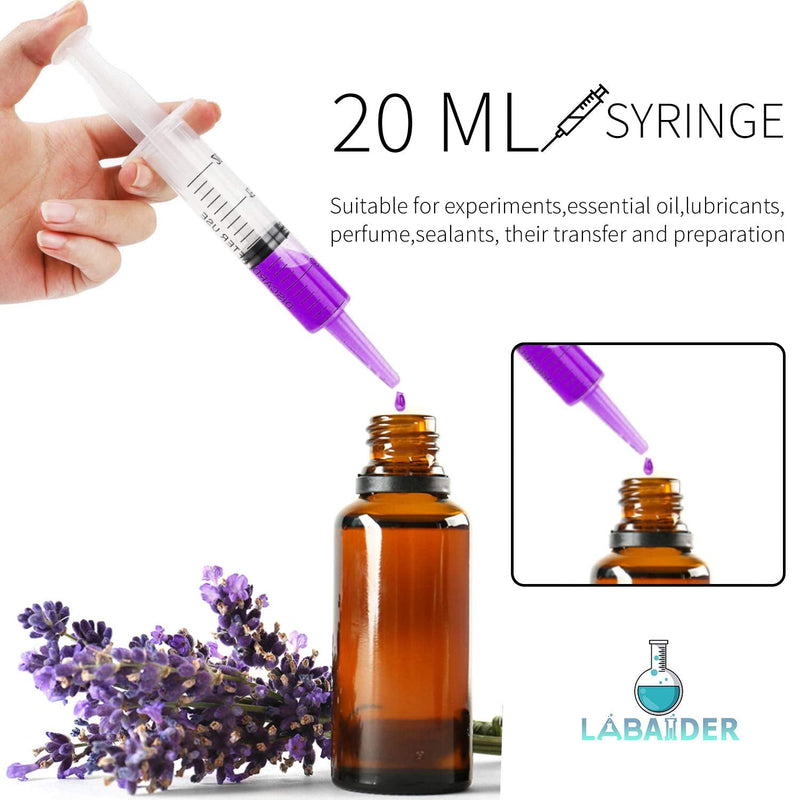  [AUSTRALIA] - 24 Pack 20ml/cc Plastic Syringes Large Syringe for Liquid, with Tip Cap & Individually Wrapped, for Oral, Scientific Labs, Measuring, Watering, refilling, Pets, Medical Student, Food, Oil or Glue Applicator