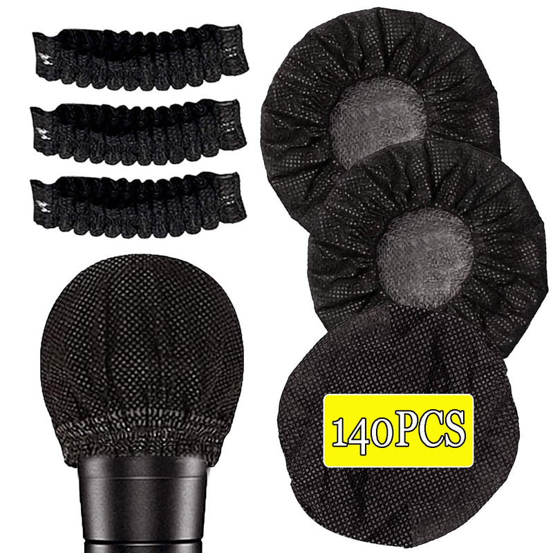 [AUSTRALIA] - 140 Pieces Disposable Microphone Cover Non-Woven Microphone Cover Windscreen Mic Cover Protective Cap for KTV Recording Room News Gathering, 3 Inch (Black) Black
