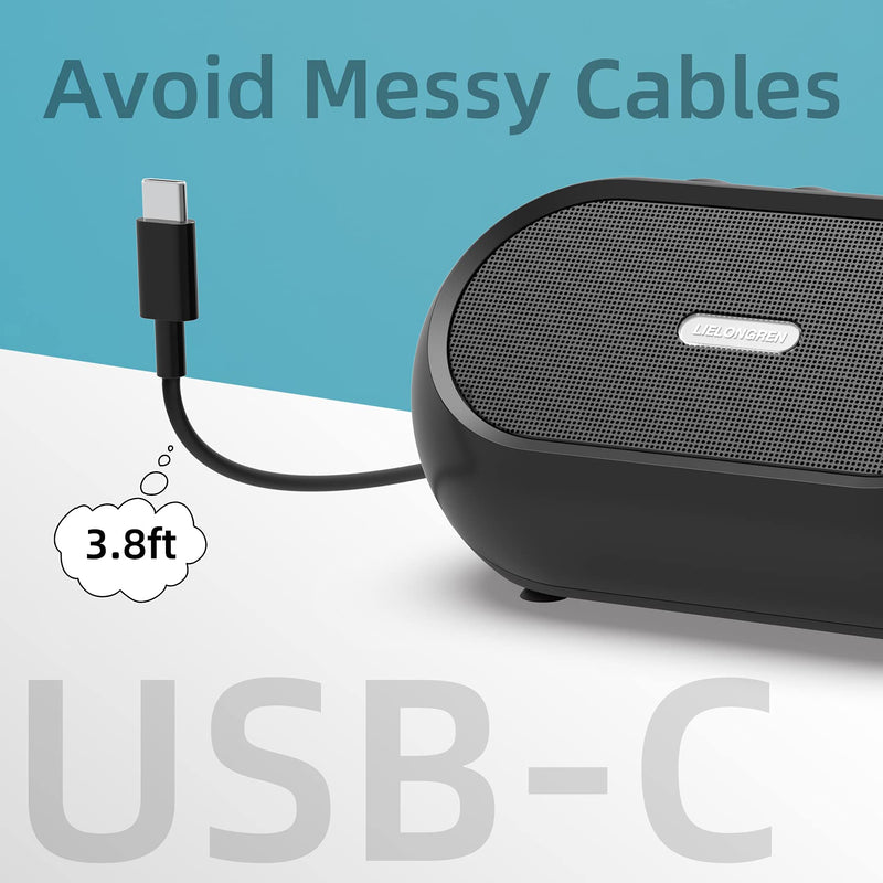  [AUSTRALIA] - USB-C Computer Speakers for Laptop, PC Speakers for Desktop Computer, Small USB-Powered External Speakers with Hi-Quality Sound, Rich Bass, Loud Volume, Direct Volume Control USB-C