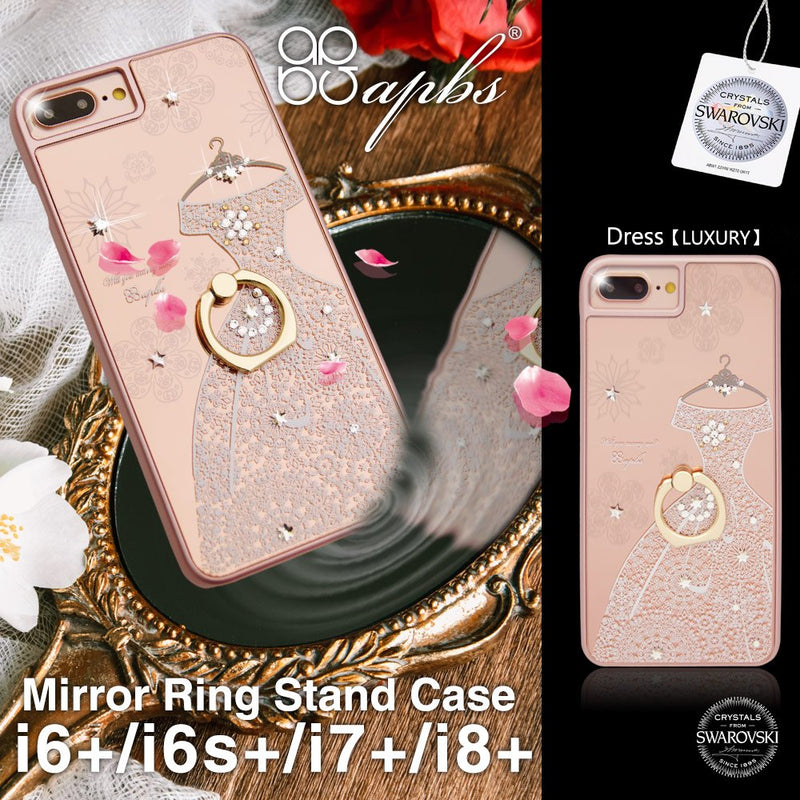  [AUSTRALIA] - apbs Crystal from Swarovski,Mirror Ring Stand Metal Ring Holder Kickstand(360°Adjustable Ring Stand Grip)-[Rose Gold] iPhone 8/7/6s/6 Plus Dress(luxury)
