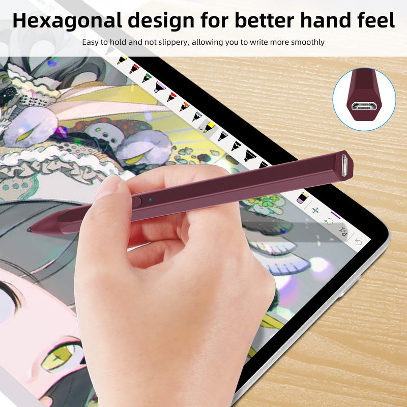  [AUSTRALIA] - Surface Pen Official Stylus for Microsoft Surface Pro8/X/7/6/5/4/3 Surface Go 3/2/1 Surface 3/Laptop/Studio/Book 4/3/2/1 with 4096 Tilt Pressure, Palm Rejection, Magnetic Attachment, Rechargeable, Red Hexagonal Design/4096/Magnetic Pen