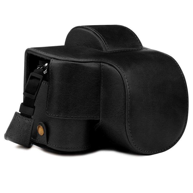  [AUSTRALIA] - MegaGear Ever Ready Genuine Leather Camera Case Compatible with Nikon Z50 (16-50mm) Black