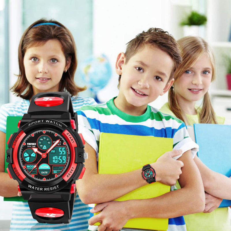 ATIMO LED Multi Function Waterproof Watch for Kids - Kids Gifts red - LeoForward Australia