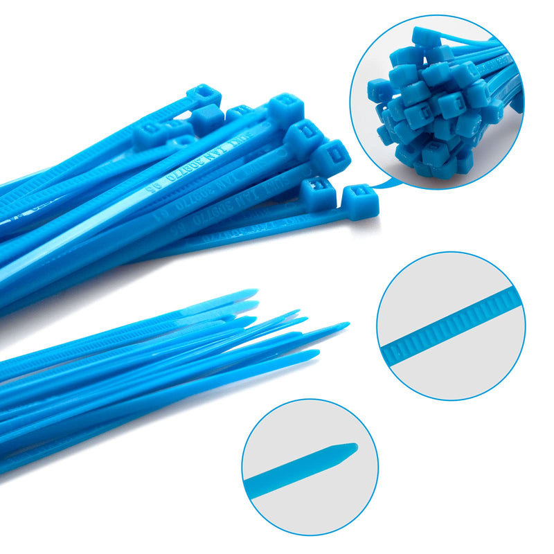  [AUSTRALIA] - 100 PCS Cable Zip Ties Blue 8 Inch x 0.1 Inch Width Self Locking Nylon Tie Wraps