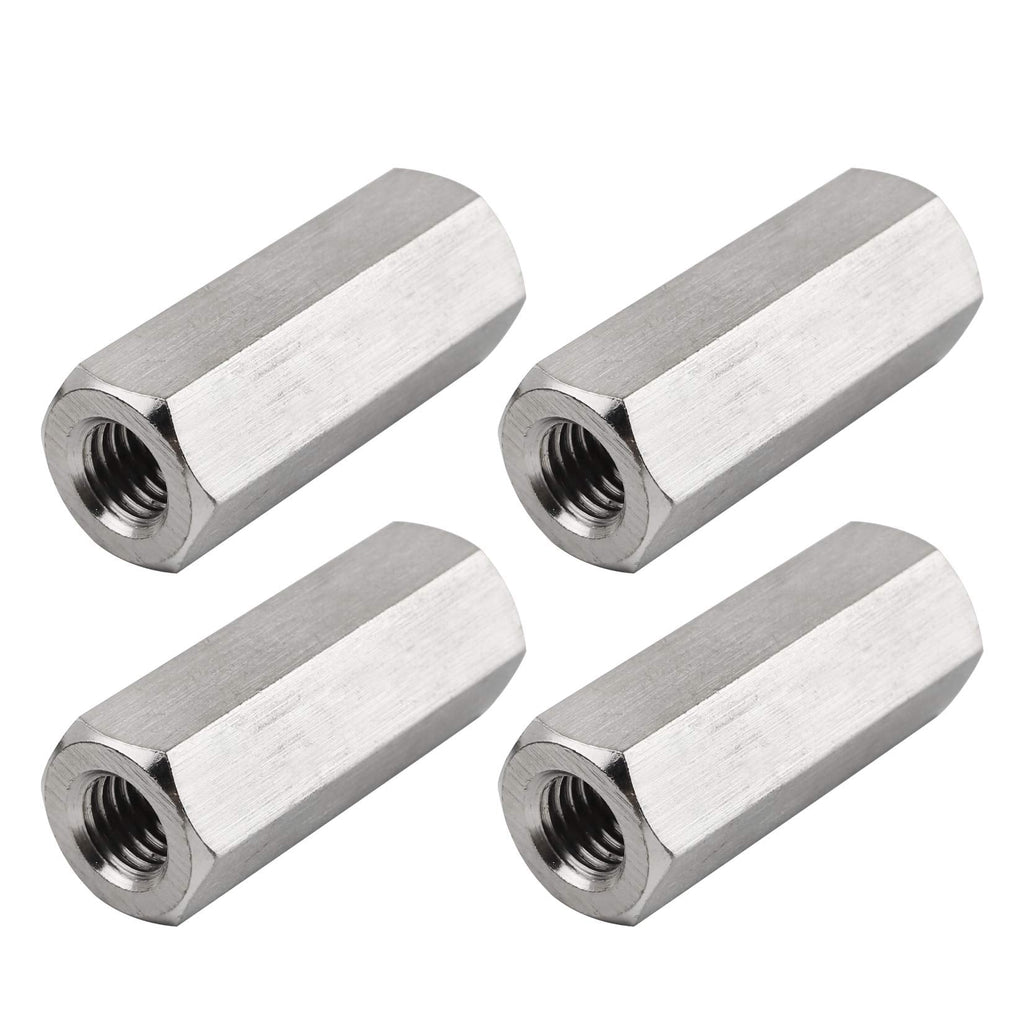  [AUSTRALIA] - TOPPROS Pack of 4 M8 X 1.25-Pitch 40 mm Length Metric Hex Coupling Nut 304 Stainless Steel Rod Coupling Nuts