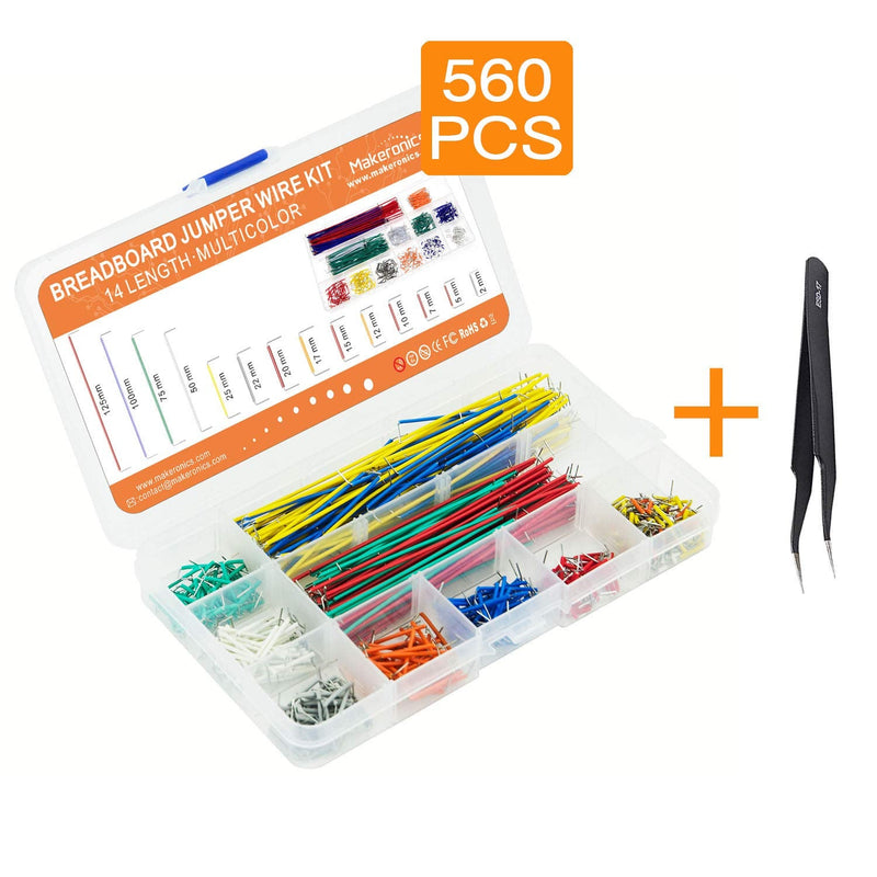  [AUSTRALIA] - Makeronics 560 Pieces Jumper Wire Kit with 14 Lengths for Breadboard Prototyping Solder Circuits | Electronics Experiment | Arduino or Raspberry Pi or Jetson Nano | Storage Box 560 PCS