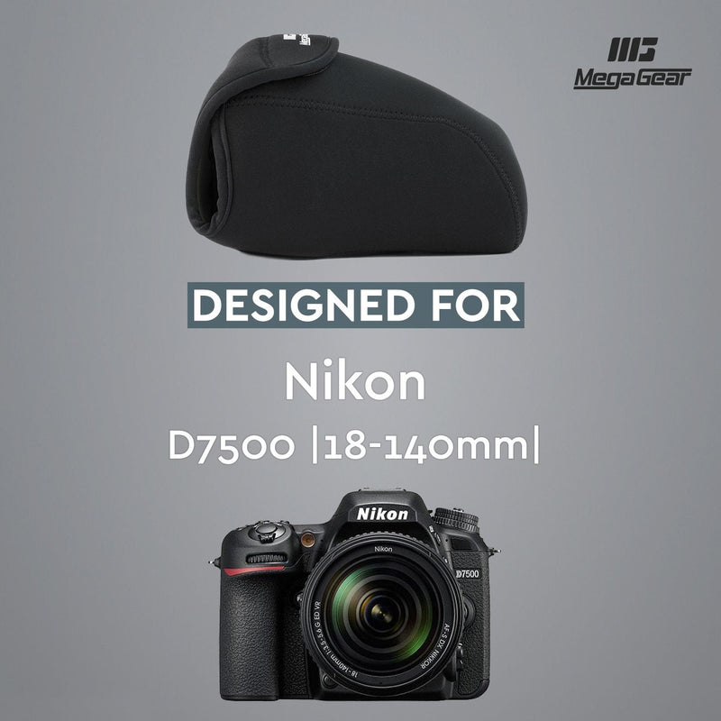  [AUSTRALIA] - Mega Gear Nikon D7500 (18-140mm) Ultra Light Neoprene Camera Case, with Carabiner - Black - MG1252