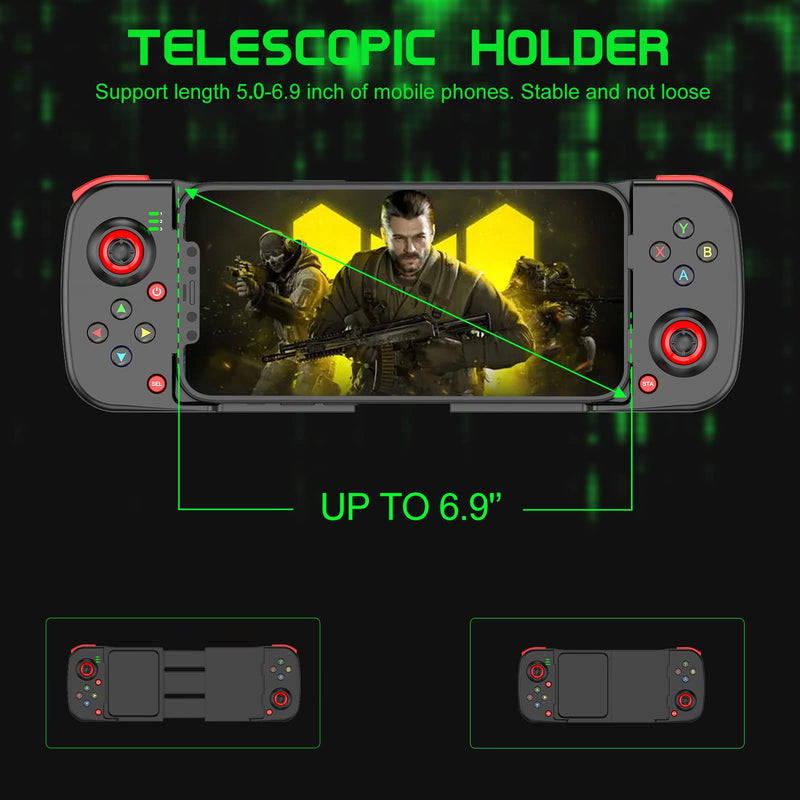  [AUSTRALIA] - Joso Wireless Game Controller for iOS, Android, PC, Bluetooth Gamepad Joysticks for iPhone13/12/11/X, iPad Mini/Air/Pro, Mac, MacBook, Tablets, Samsung Galaxy, Steam, COD Mobile, Apex - Direct Play Black