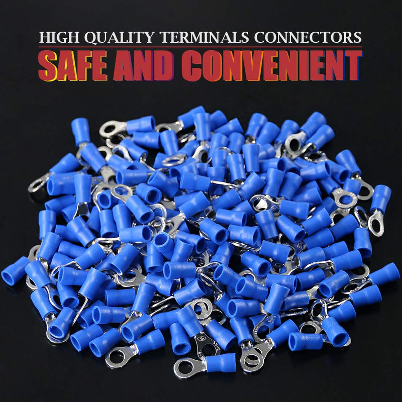 [AUSTRALIA] - Hilitchi 100Pcs 16-14AWG Insulated Terminals Ring Electrical Wire Crimp Connectors (Blue, M5)