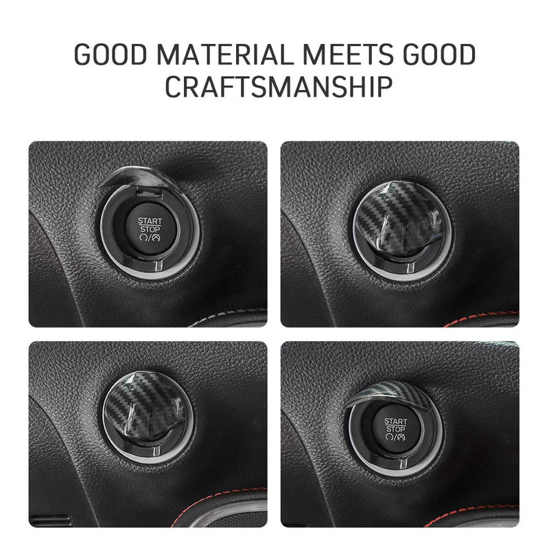  [AUSTRALIA] - Voodonala for Challenger Engine Start Stop Button Center Console Switch Cover Trim Accessories for Dodge Challenger 2015 up (Carbon Fiber Grain)