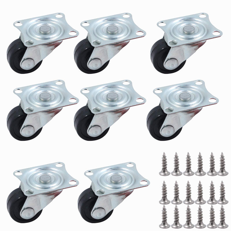  [AUSTRALIA] - HOWDIA 8 Pack 1-inch Dia Swivel Rubber Single Wheel Caster Wheels with Rubber Base Ball Bearing Small Trolley Wheels for Furniture