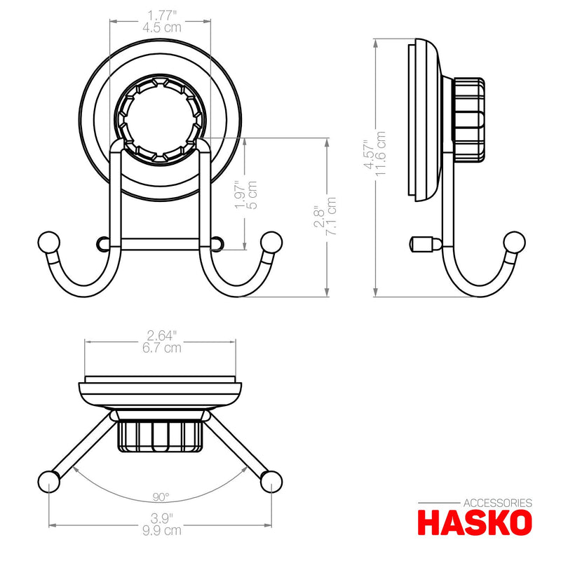 HASKO accessories - Powerful Vacuum Suction Cup Hooks Holder for Towel, Robe and Loofah - Stainless Steel Hook for Bathroom and Kitchen (Chrome) - LeoForward Australia