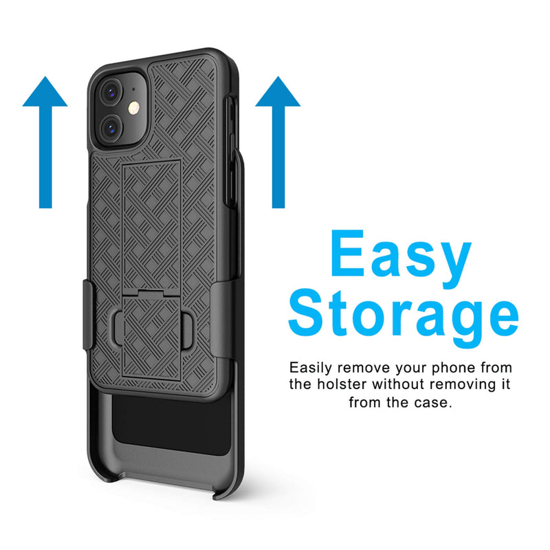  [AUSTRALIA] - Aduro Combo Case & Holster for iPhone 12 Mini, Slim Shell & Swivel Belt Clip Holster, with Built-in Kickstand for Apple iPhone