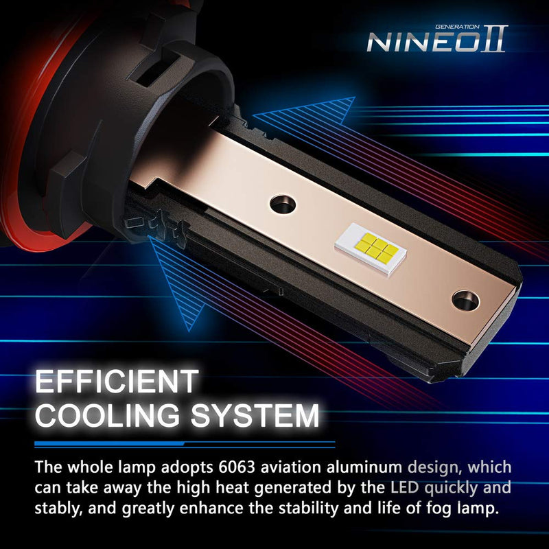 NINEO H11 LED Fog Light Bulbs 2800LM Extremely Bright All-in-One Conversion Kit 5530 Chips 6500K Cool White - LeoForward Australia