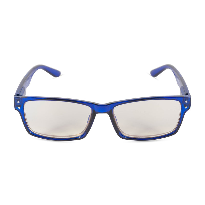  [AUSTRALIA] - Inner Vision Eye Strain Relief Computer Screen Reading Glasses w/Case - Anti Blue Light, Anti Glare, Scratch Resistant, & Spring Hinges - Unisex, (4.0 x Magnification), Blue Cobalt Blue 4.0