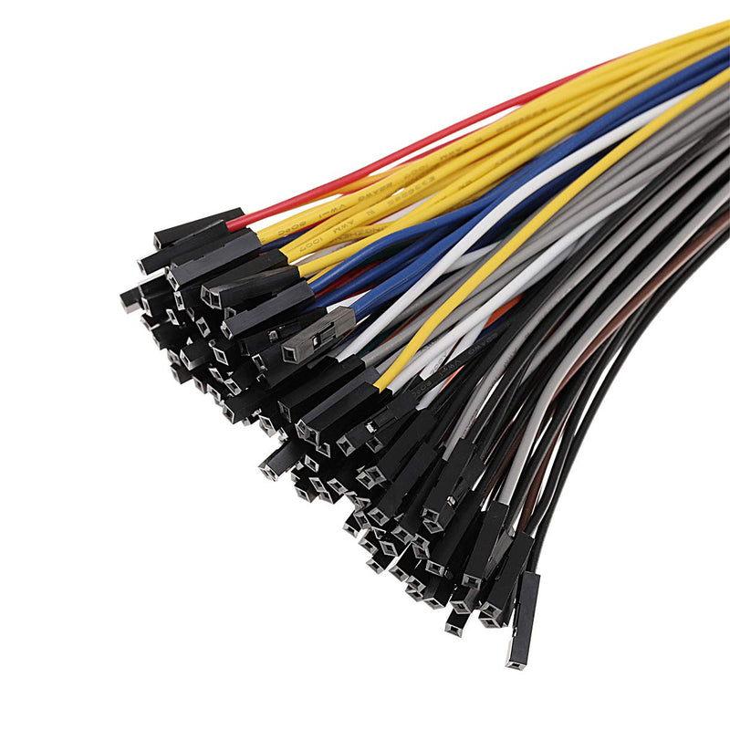  [AUSTRALIA] - Hellotronics Breadboard Jumper Wires 22AWG Pack of 120 Pieces F/F More Red and Black Jumpers, Square Head 0.1'' 10 Colors (15CM, F/F) Length 6'' / 15CM 1P, Female-Female, 15CM